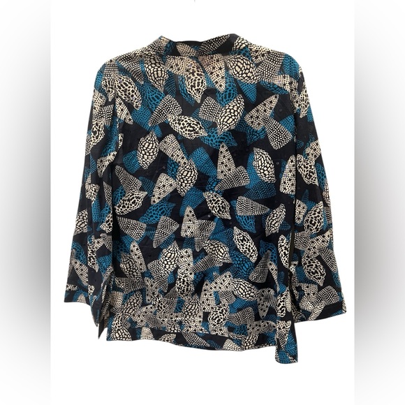 Tory Burch Stephanie Blue Sea Shell Sequins Detail Top Size 10 - Picture 2 of 7